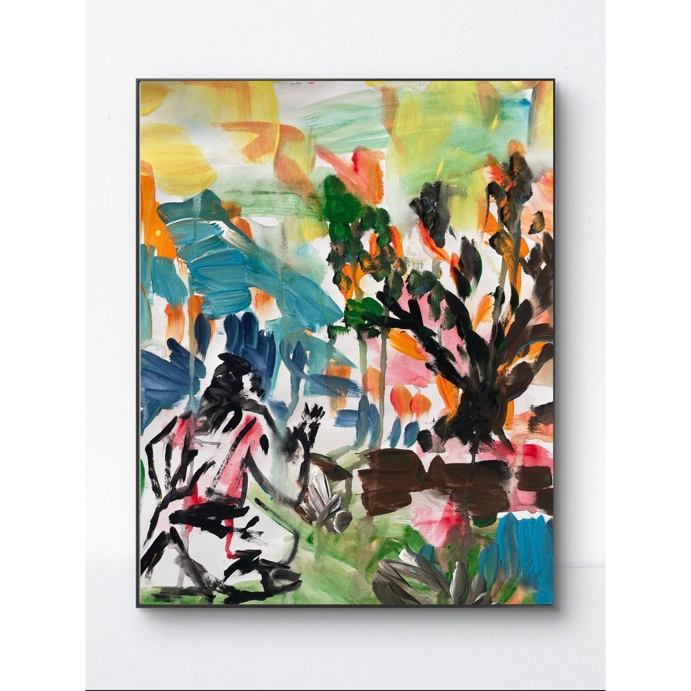OMAN Original Abstract Burning Bush Painting 11x14 Neo Expressionist Figurative